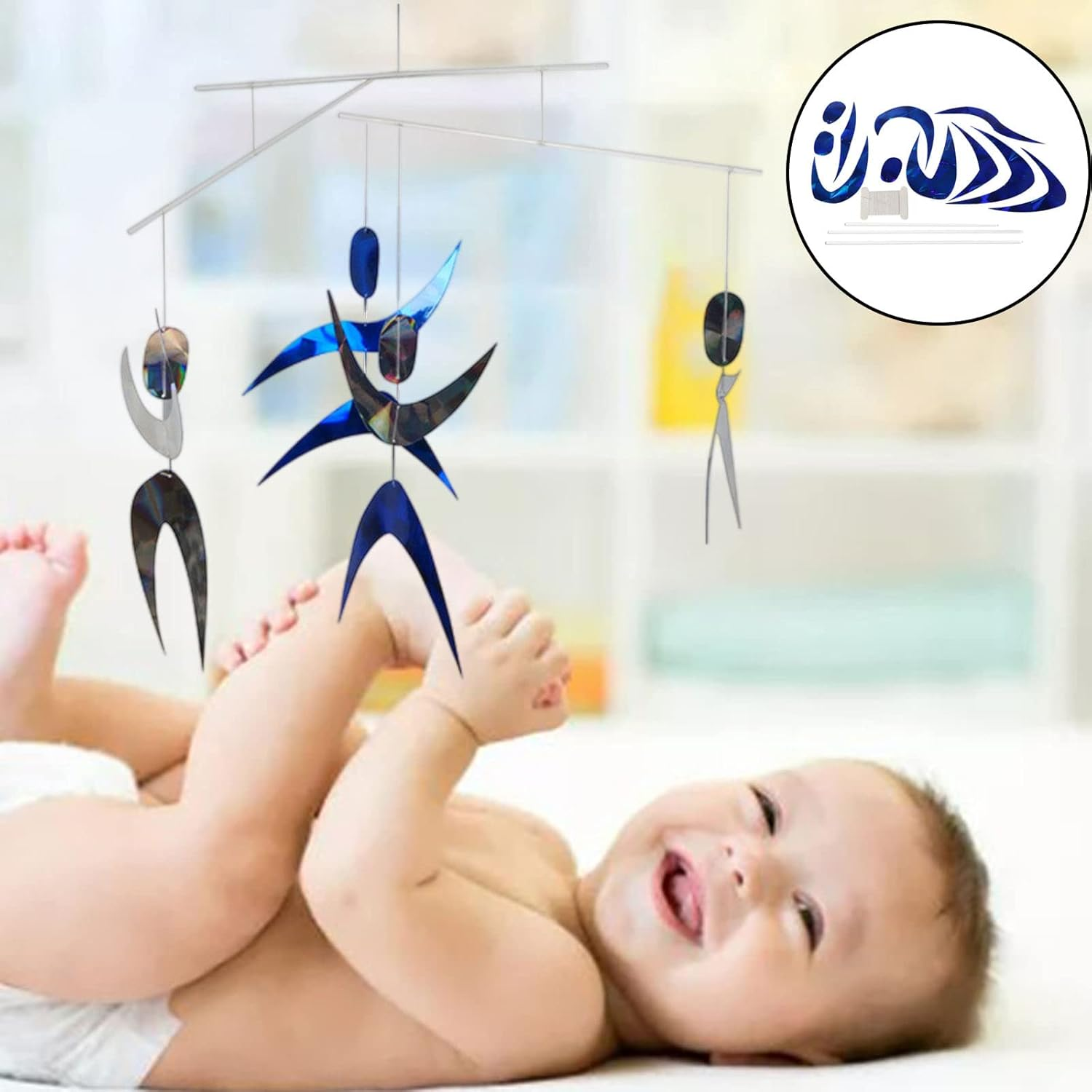 Baosity Newborn Crib Mobile Wind Chime Ceiling Decor Crafts Nursery Mobiles Montessori for Infant Stroller Photo Props 0-6 Months - DIY Material