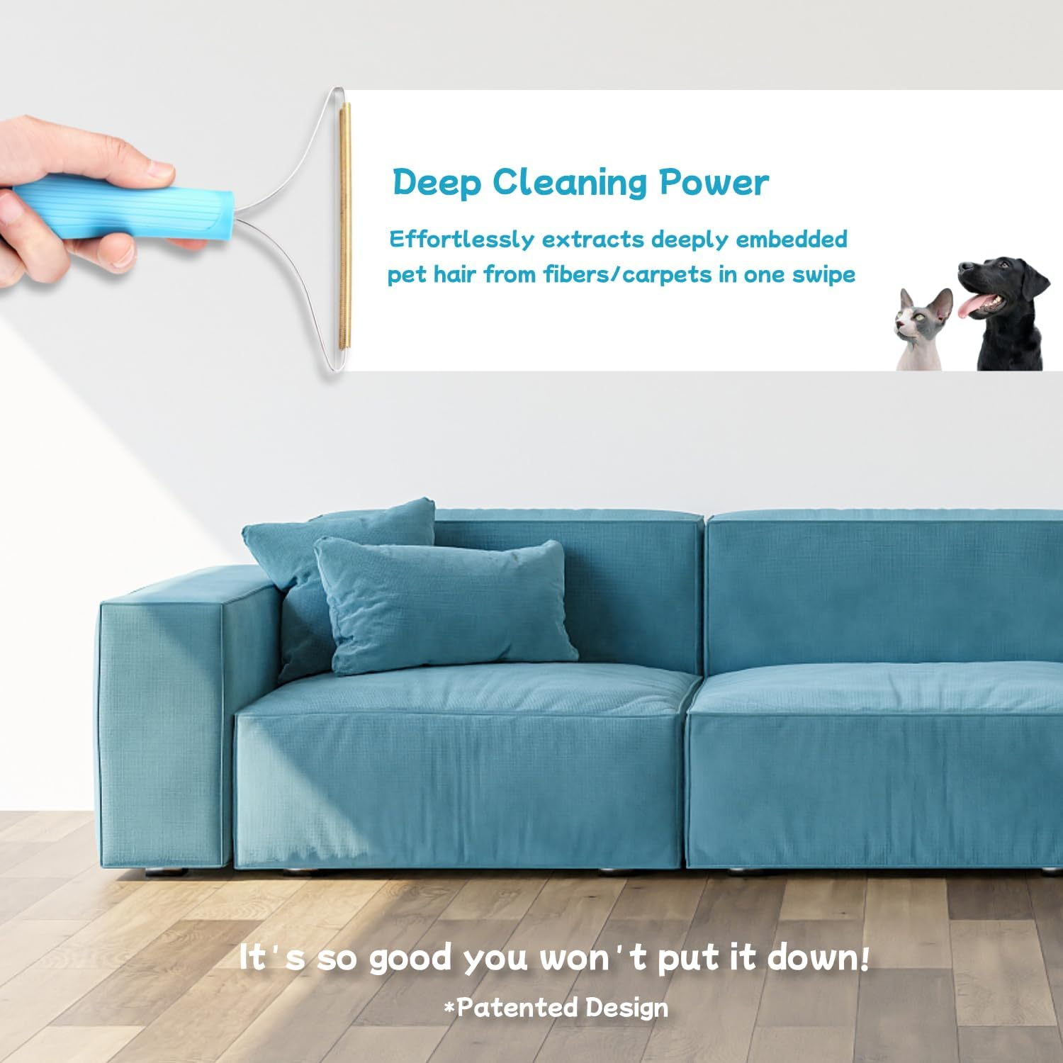 Deep Cleaner Pro Pet Hair Remover Kit, Pet Fur Remover Roller, Reusable Animal Hair Removal Brush for Dogs & Cats, Carpet Rake, Self Clean Pet Fur from Carpet, Sofa, Rugs, Laundry, Clothes & Bedding image number 1