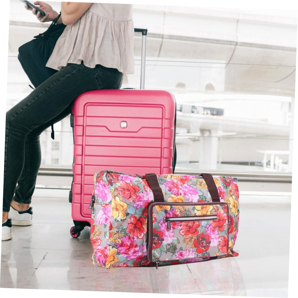 BESTYASH 1Pc Oxford Cloth Travel Tote Bag Foldable Luggage Pouch for Overnight Business Travel Lightweight and for Gym Camping and Weekend image number 1