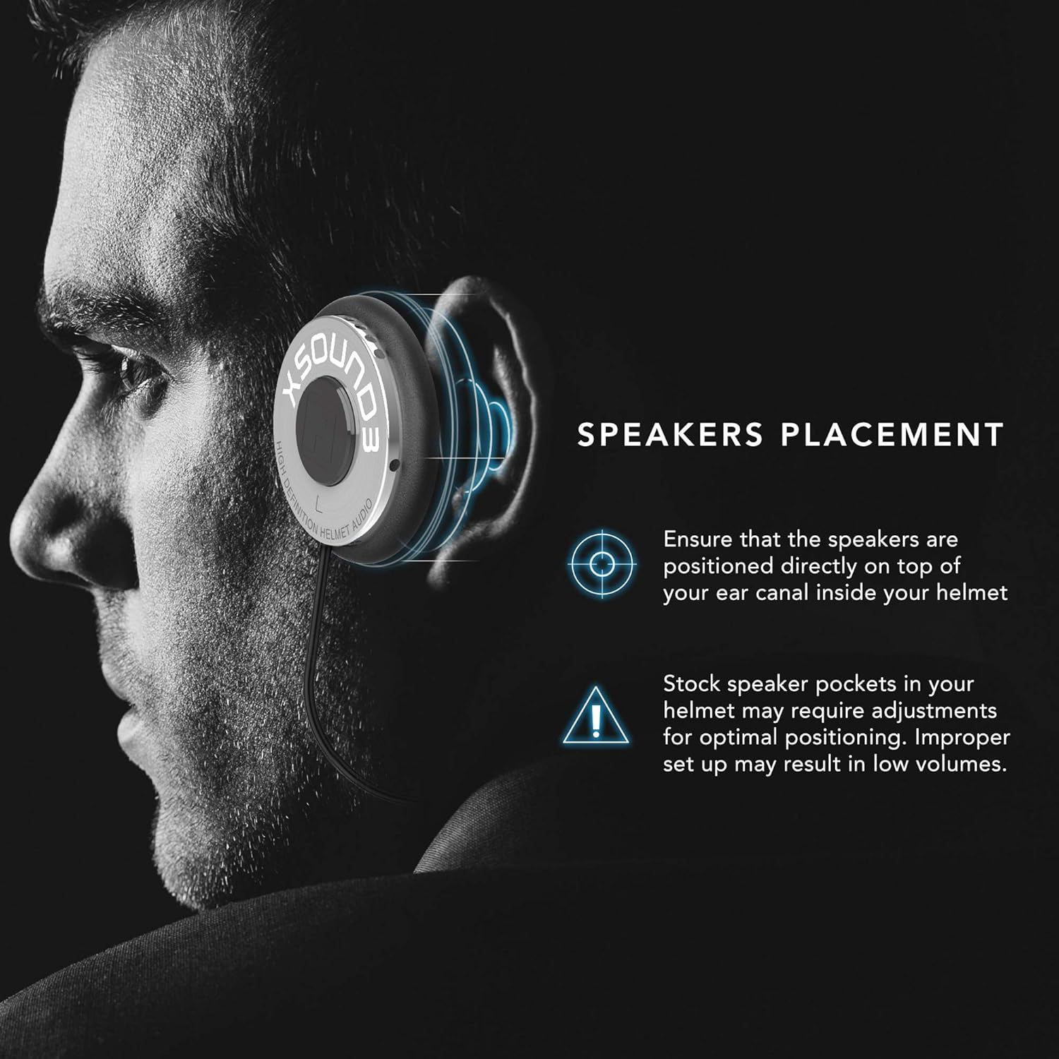 I a S U S Premium Audio Motorcycle Helmet Speakers Work with Most Helmet Comms with Earbud Ports - the Xsound 3 Drop in Helmet Headphones Speaker Kit Includes Accessories for a Quick Install image number 5