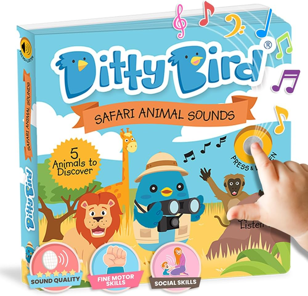 Ditty Bird Safari Book for Toddlers | Realistic Animal Sound Book | Interactive Safari Board Books for Toddlers 1-3 | Sensory, Musical Books for Animal Lovers | Sturdy Nursery Rhyme Toys for Baby image number 4