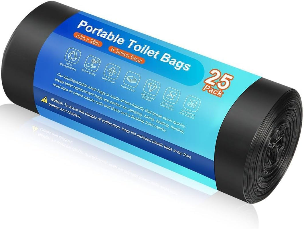 80 Portable Toilet Bags, Camping Toilet Bags, Biodegradable Porta Potty Bags, 8 Gallon Trash Bags Garbage Bags, Thickened Toilet Waste Bags Bucket Toilet, Compostable Bags