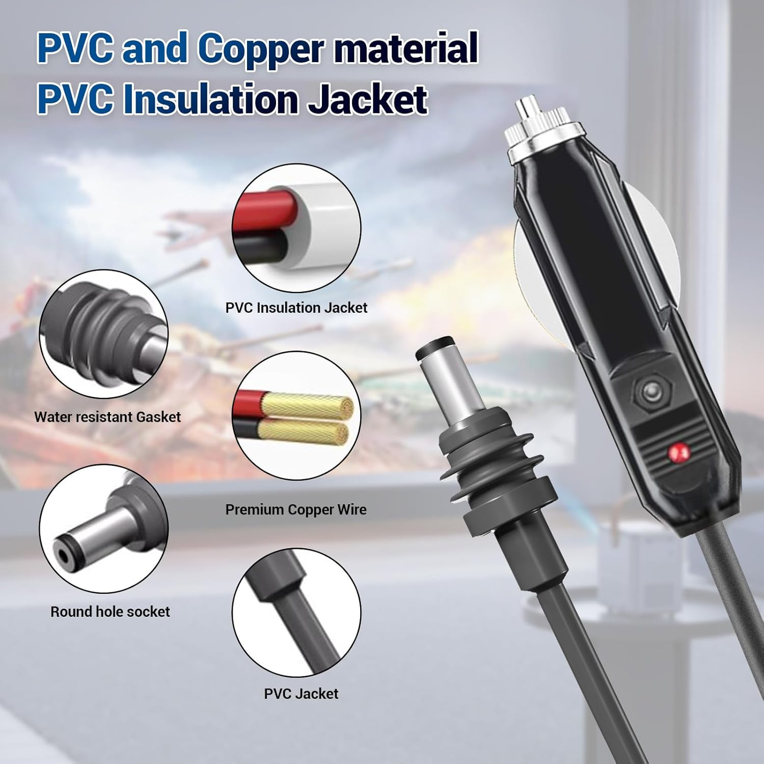 18AWG IP68 Waterproof DC Power Cable 6FT Car Charger 12V 24V Trucks Buses Boats 10M 32.8Ft image number 2