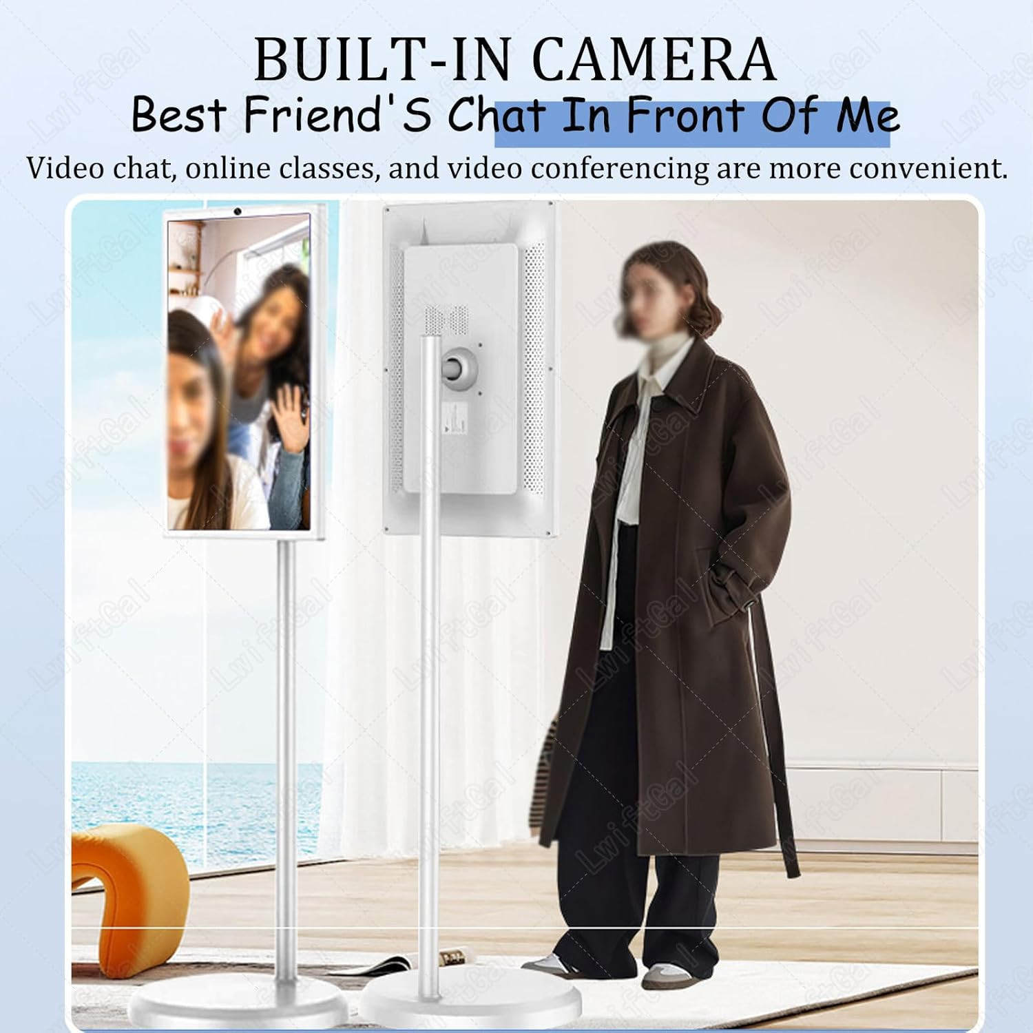 24-Inch Smart Touchscreen Monitor, 1080P Mobile Portable TV Stand on Wheels, Swivel Rotation Rolling Monitor, Full Swivel Rotation Rolling TV 8G+128G image number 4