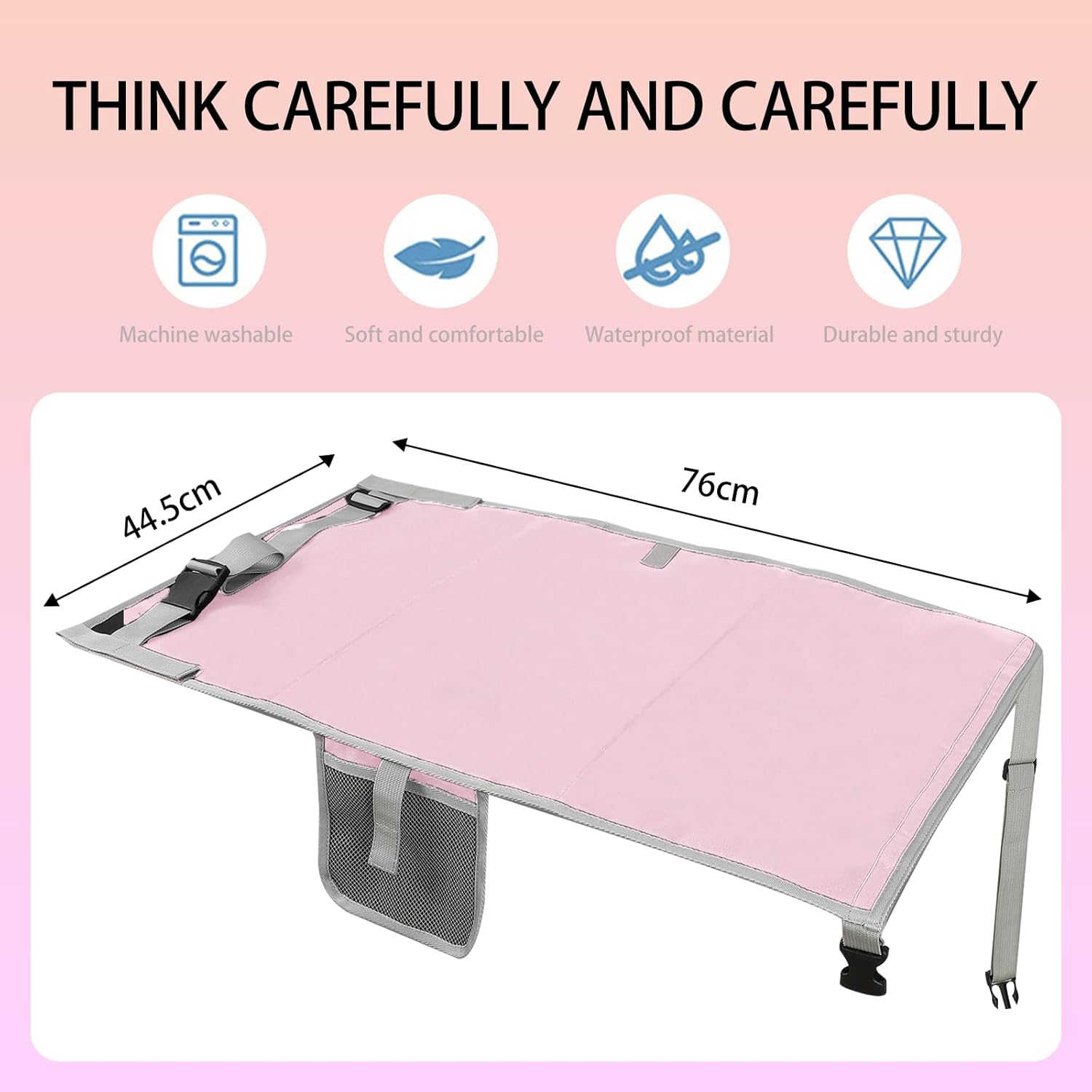 Pink Airplane Bed for Toddler 76&times;44.5Cm, Airplane Seat Extender for Travel Waterproof Lightweight Airplane Foot Hammock Suitable for All Aircraft Seats,Comfortable Flight Companion for Your Child image number 1