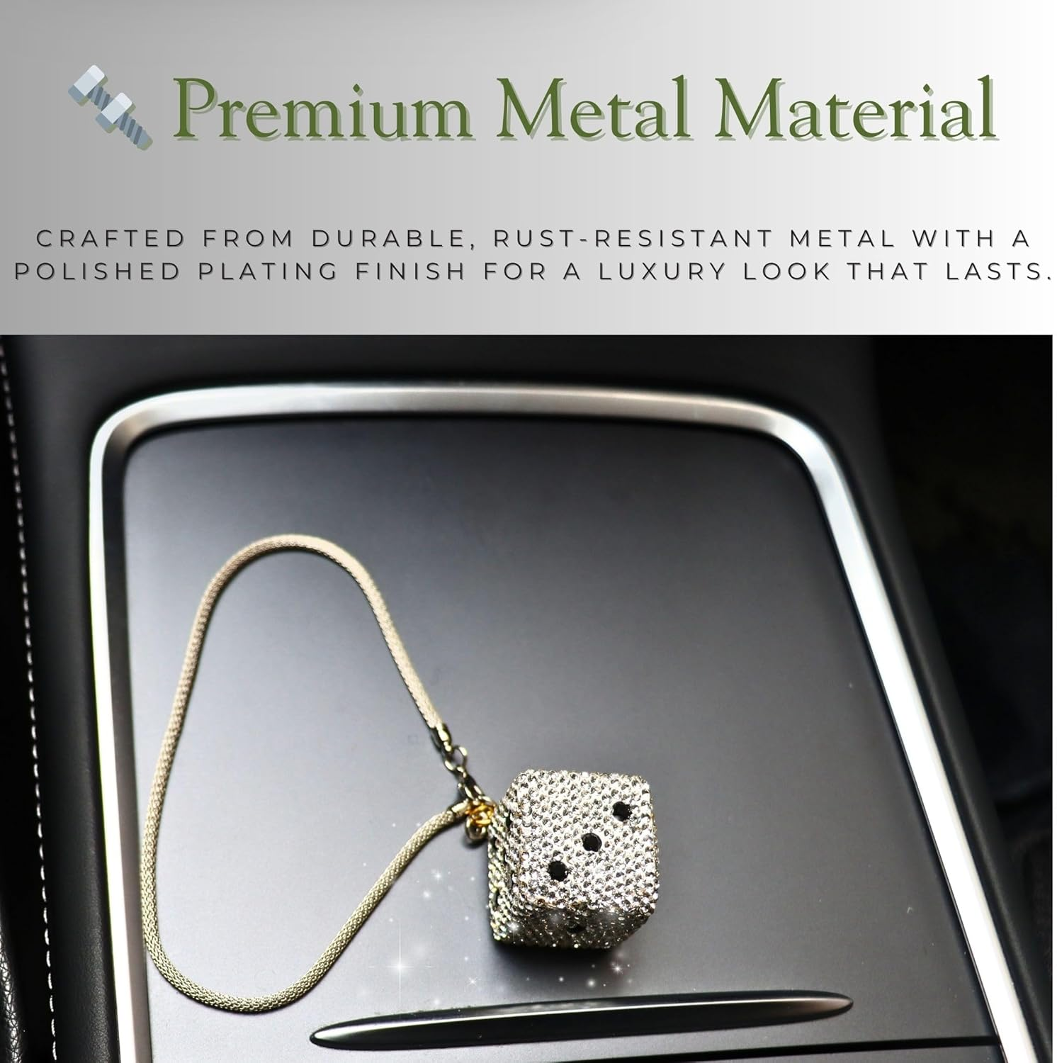 Creative Hanging Dice with Dots Car Rearview Mirror Charm, Bling Car Charm, Rear View Mirror Accessories, Stylish Auto Interior Decor