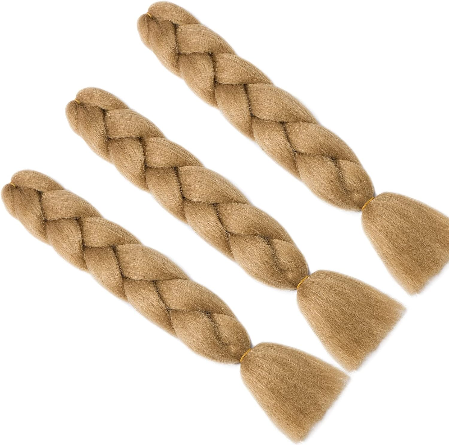 60 Cm Braids Synthetic Hair Jumbo Braiding Hair Extension Hair Synthetic Braiding Crochet Hair Pieces 3 Pieces 100 G/Bundle (A-Dark Blonde) image number 3