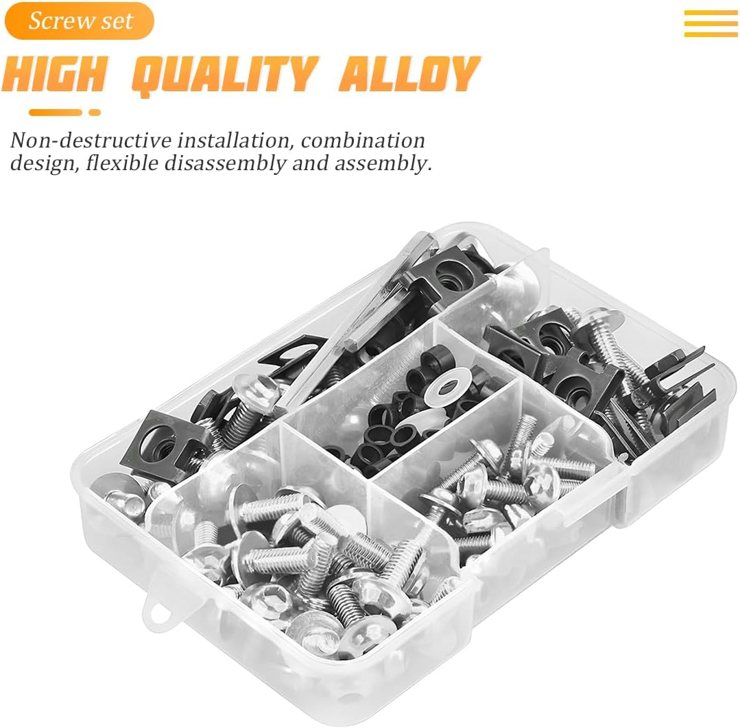 AICEL 177 Pcs Motorcycle Fairing Bolt Kit, Colorful Fasteners Bolts Nut Clips Set, M5 M6 Aluminum Motorcycle Windscreen Screws, Fixing Sportbike Bolts Fairing for Most Motorcycle - Blue image number 3