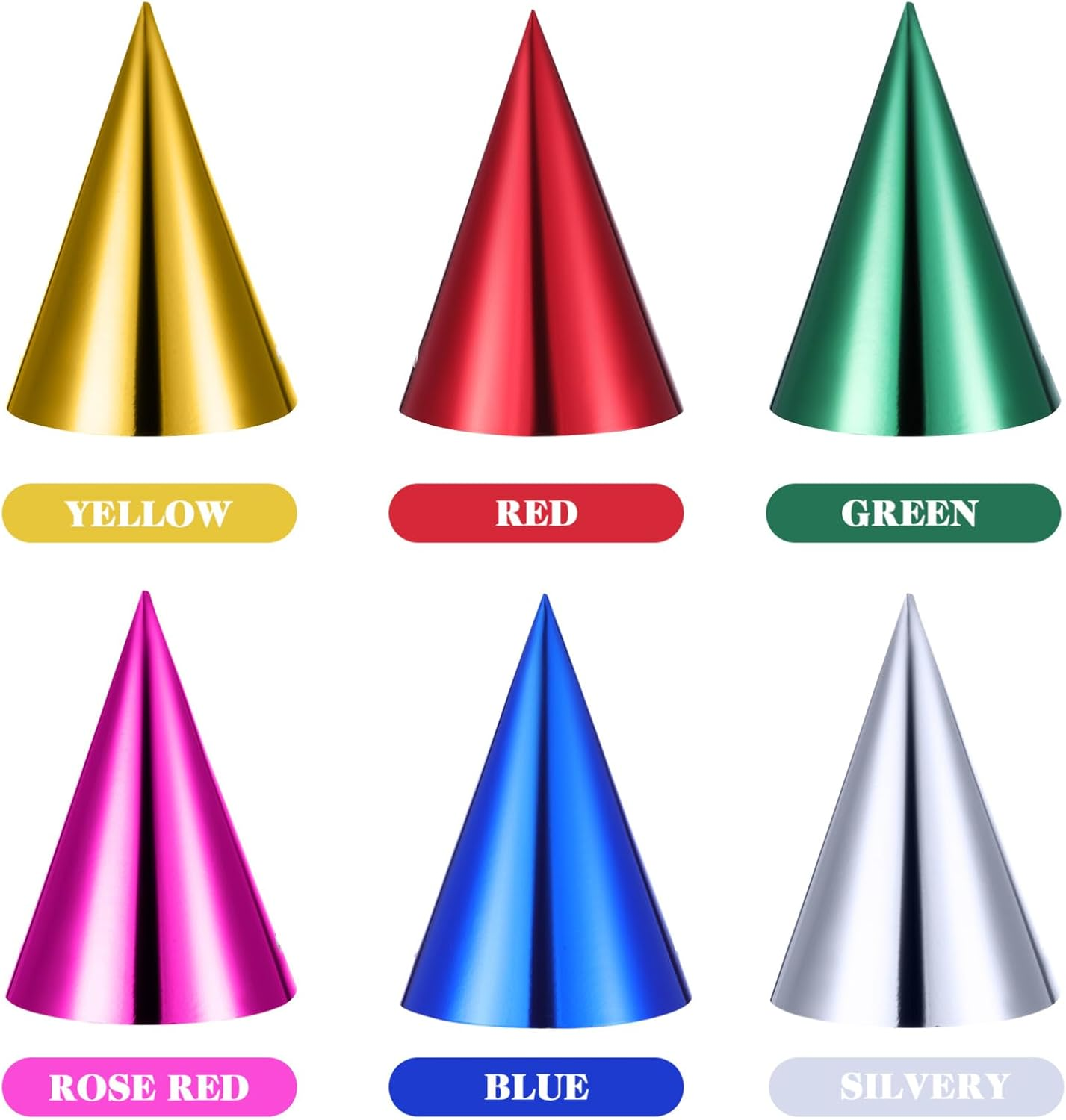 YARNOW 12Pcs Party Hats for Adults Colorful Birthday Party Hats Birthday Party Hats Colored Party Cone Hats Paper Party Hats Birthday Party Decorations Gold, Silver, Red, Green, Blue image number 4