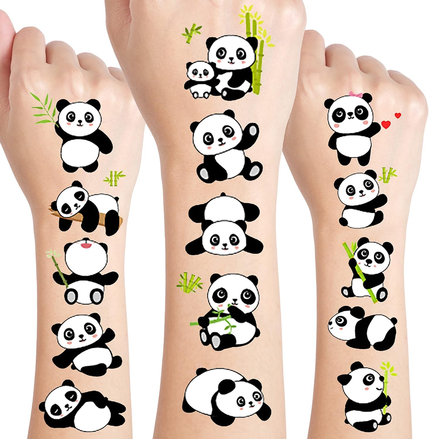 120 PCS (24 Sheets) Panda Temporary Tattoos, Birthday Decorations Panda Party Favors