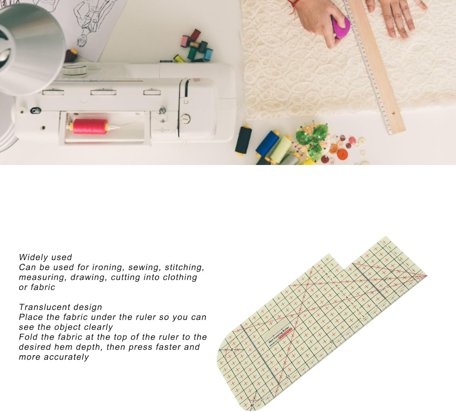 Hot Hem Ruler, Heat Sewing Ironing Ruler Resin for Sewing (HR2010-5) image number 4