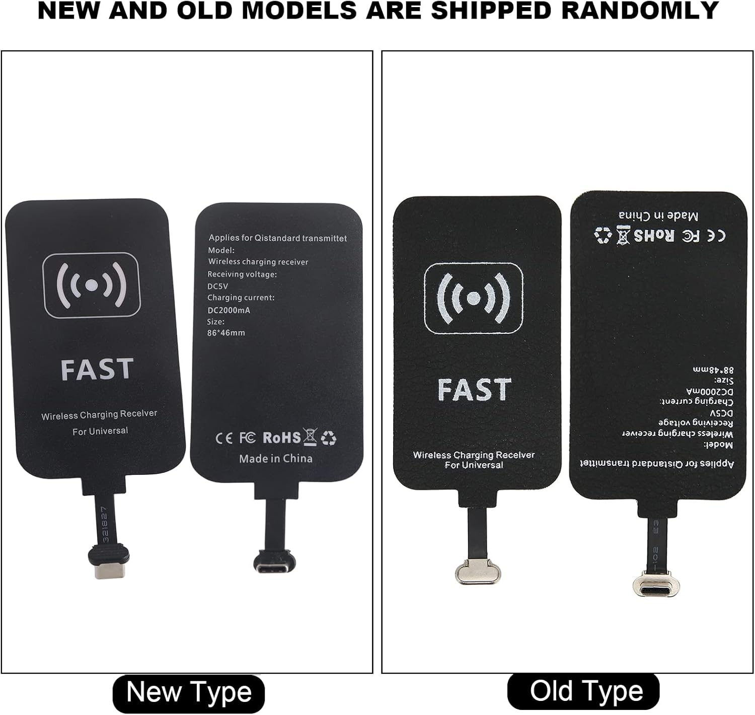 Type C Wireless Charging Receiver, 10W Wireless Charger Adapter with Foldable Plug, Interface Guard, for USB C Phones, Plug and Play image number 3