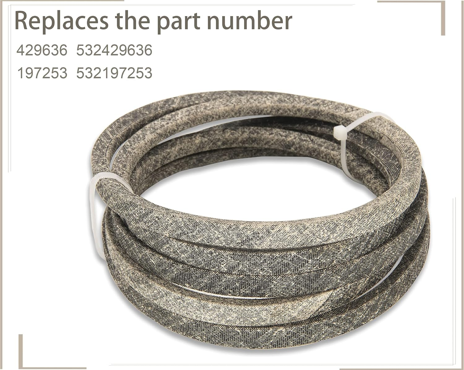 429636 197253 Mower Belt, Lawn Mower 42'' Deck Drive Belt, for Craftsman Husqvarna AYP Poulan 429636 197253 532197253 532429636, for John Deere M84136 M87323 1/2" X101-1/2(0.5"X101.5") image number 3