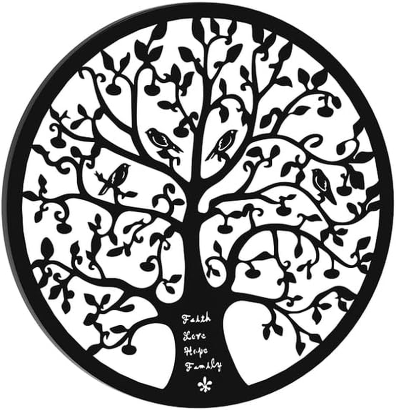 Artiss Wall Art for Living Room, Hanging Sculpture Modern Large Arts Home Decor, Leaf Tree of Life round Frame Decoration Room D&eacute;cor Bedroom Metal Design Black image number 2