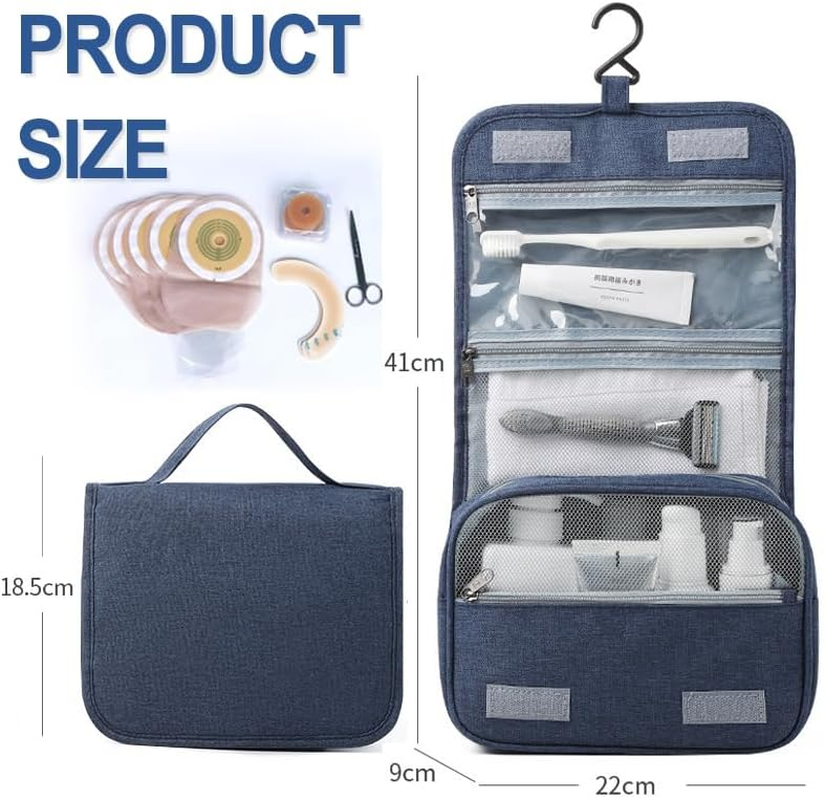 Ostomy Accessory Storage Bag Protable Ostomy Travel Bag Hanging Toiletry Bag Ostomy Supplies Organizer for Ostomy Accessory Storage Bags for Women and Men Ostomy Colostomy Ileostomy (Dark Blue) image number 4