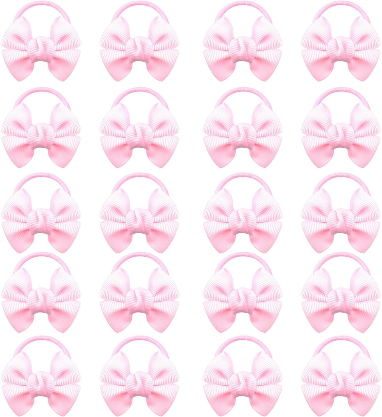 20 Pcs White Hair Accessories, White Hair Bow, Whites Bows for Hair, Girls Bobbles Bows School Bands, Elastics Hair Bands for Girls (White)