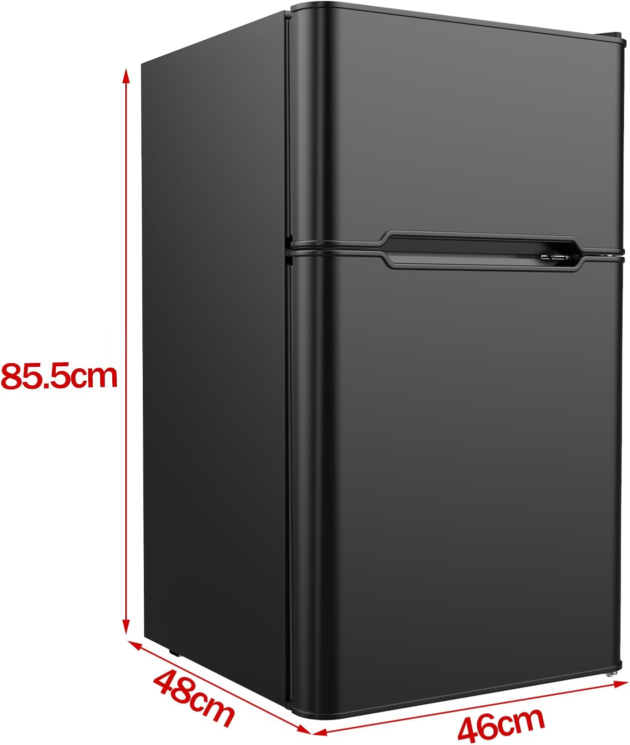 90L Bar Fridge with Freezer Double Door Mini Refrigerator Portable Compact Fridge Freezer for Home Office Dorm Apartment Beer Beverage Cola Wine Black image number 3