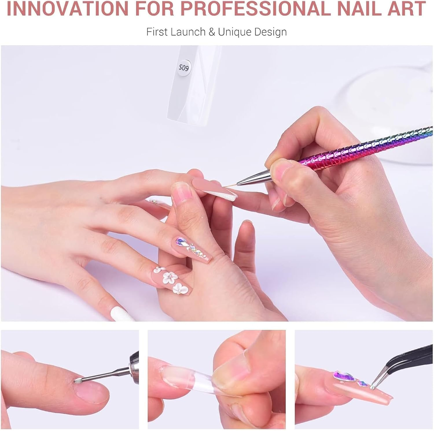 MENDUNER U V Nail Lamp Touch Control - 9W Flash Cure, Gooseneck Design, Rechargeable 2500Mah Battery, Portable LED Light for Gel Nails image number 4