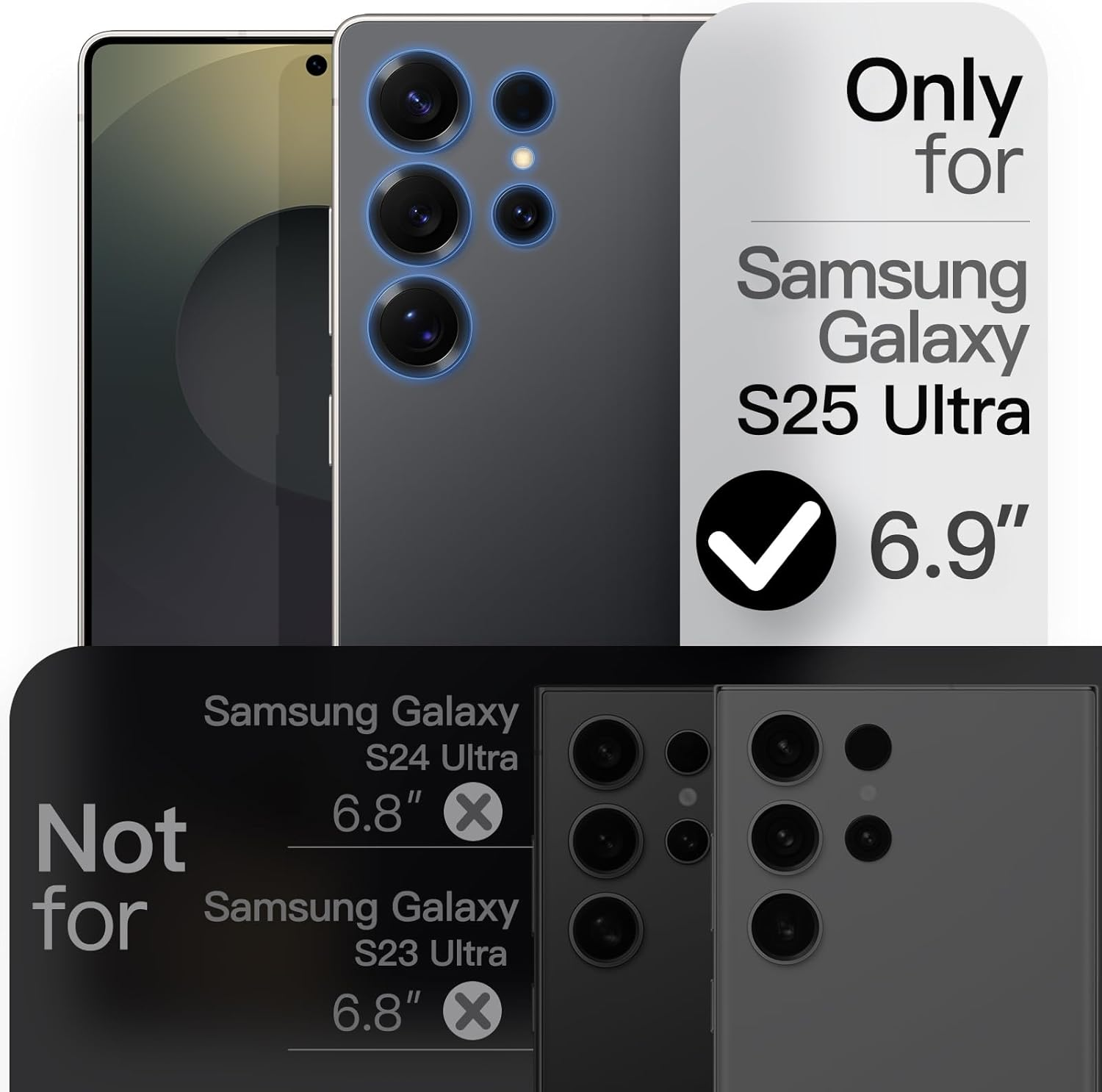 Jetech Slim Case for Samsung Galaxy S25 Ultra 5G with Camera Lens Full Protection, Ultra-Thin Lightweight Matte Finish Minimalist Protective Phone Cover (Titanium Black) image number 7