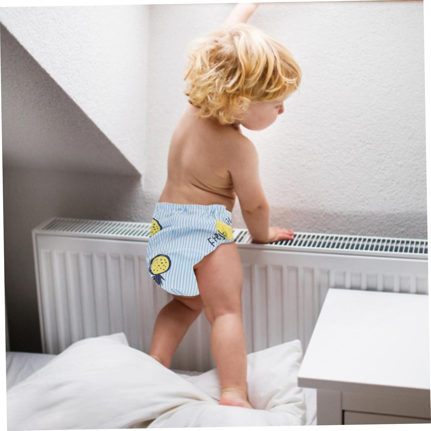 2Pcs Infant Training Pants Reusable Potty Training Pants Breathable 6-Layer Gauze Cotton Baby Diapers Blue Pineapple Cloud Patterns L Size Suitable for 7-11Kg Babies image number 2