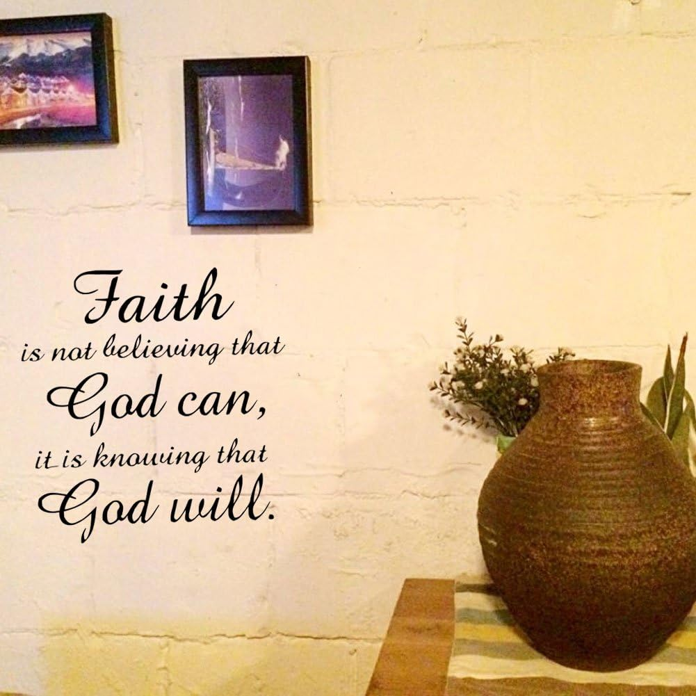 Wall Sticker, Faith God Quote Vinyl Art Wall Sticker Black PVC Removable Wall Decal Home Study Home Living Room Bedroom Decoration image number 2