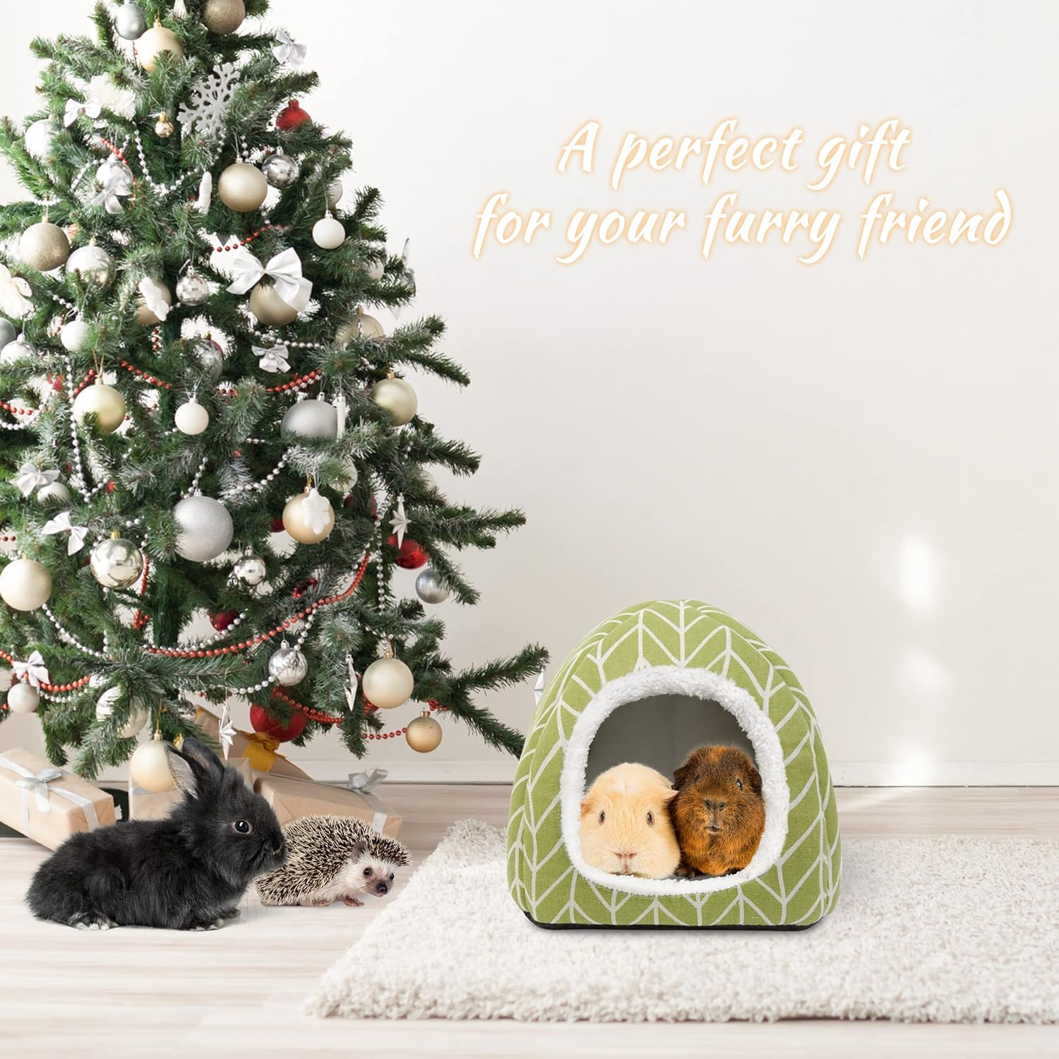 2 Pack Guinea Pig Hideout Bed Dwarf Rabbit House Cave Accessories Cozy Hide-Out for Little Bunny Hedgehog Ferret Chinchilla&Other Small Animals image number 4