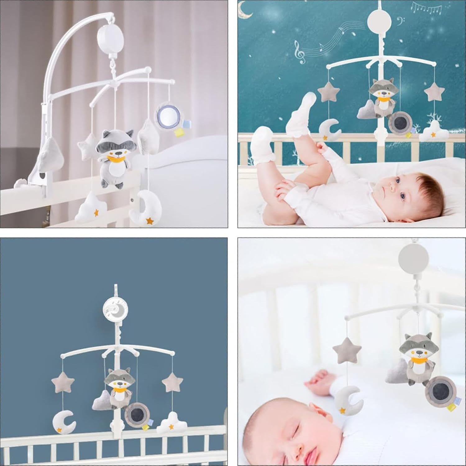 Baby Crib Wind Chime Decoration, Musical Soother Mobile, Photo Pendant Windchime, Gentle Melodies, Adjustable Height, 49X42X35Cm, for Sleep Daily Family Bedroom Stroller Travel Birthday Shower Home image number 1