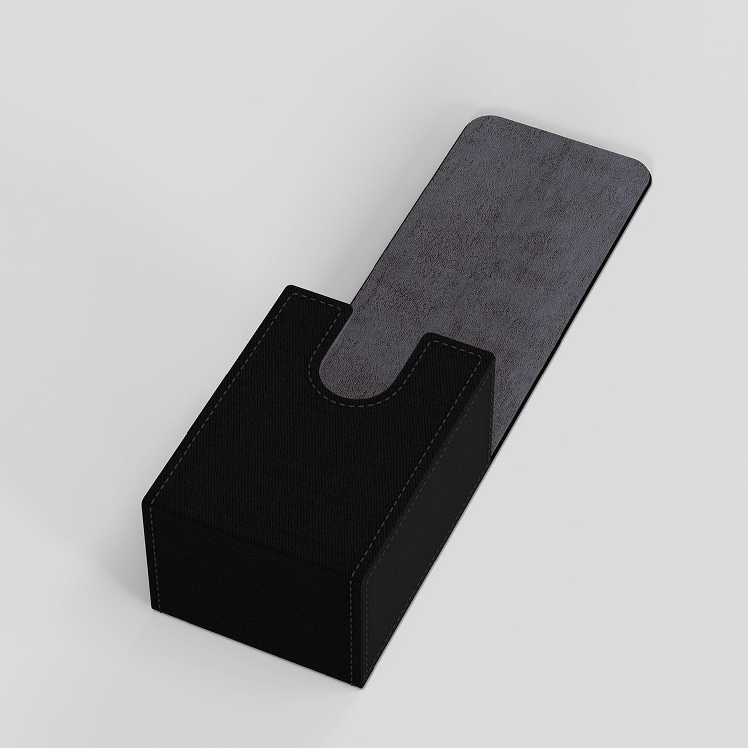 Double Decker Leather Poker Card Case - Holds Two Sets of Poker Size Cards - Premium Dual-Deck Holder with Stylish Design and Secure Closure (Black-Grey) - Black-Purple image number 2