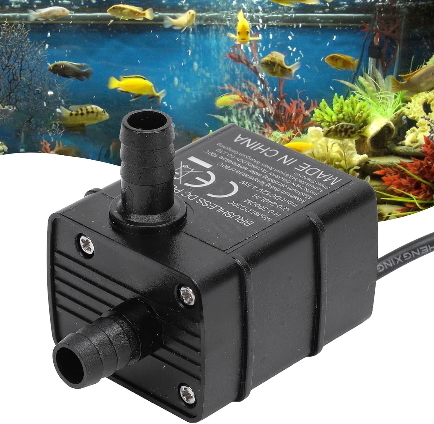 Micro Submersible Pump, DC 12V 4.5W Fountain with IP68 Water Resistant, LED Indicator, Removable Submersible Pump for Aquarium image number 4