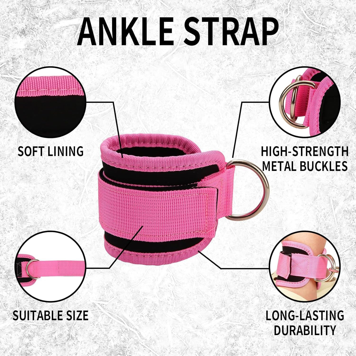 Ankle Straps (Pair) for Cable Machine Kickbacks Resistance Bands, Glute Workouts, Lower Body Exercises Leg Extensions, Curls, and Hip Abductors Exercise for Women and Men image number 3