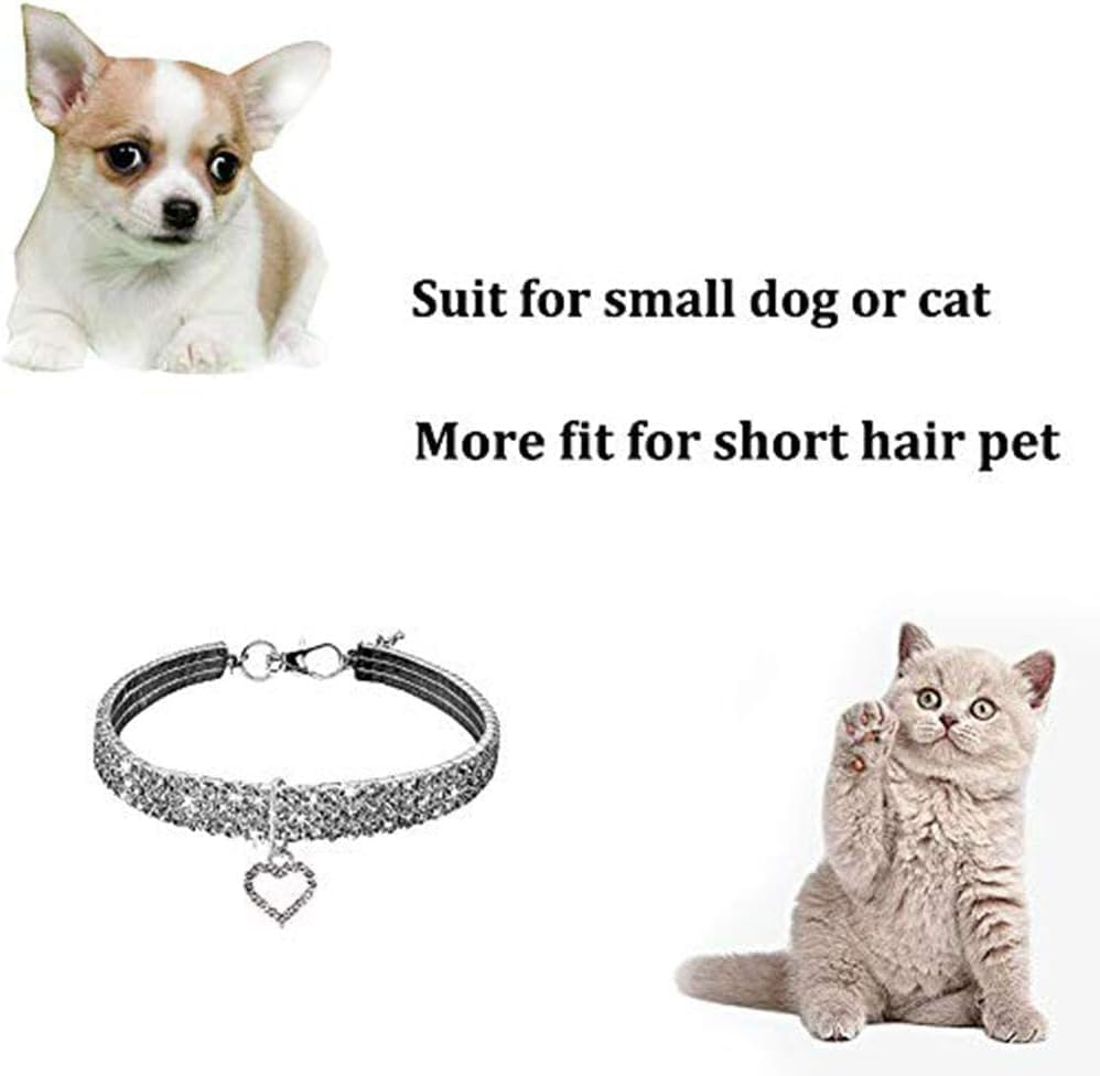 Rhinestones Dog Collar and Pearl Dog Necklace Set, Adjustable Neck Strap Bling Full Diamond Crystal Cute Pearl Dog Collar for Small Cats Puppy for Wedding Birthday Party (White, Medium) image number 1