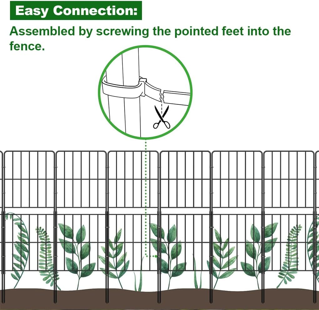 10Pack Garden Fence 92Cm Height Strong Metal Fencing Panels 92Cm Height Flower Bed Animal Barrier Border image number 4