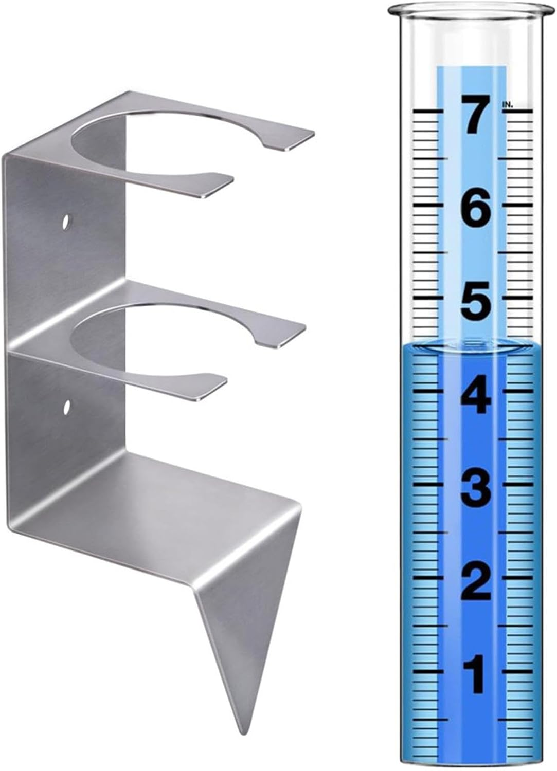 Iouyjiu Portable Glass Rain Gauge, Freeze Proof Rain Gauge, Outdoor Rain Gauge with Stake, Accurate Reusable Rain Gauges 8.38 Inches for Yards, Lawns, Pathway, Patio, Garden (1 Set)