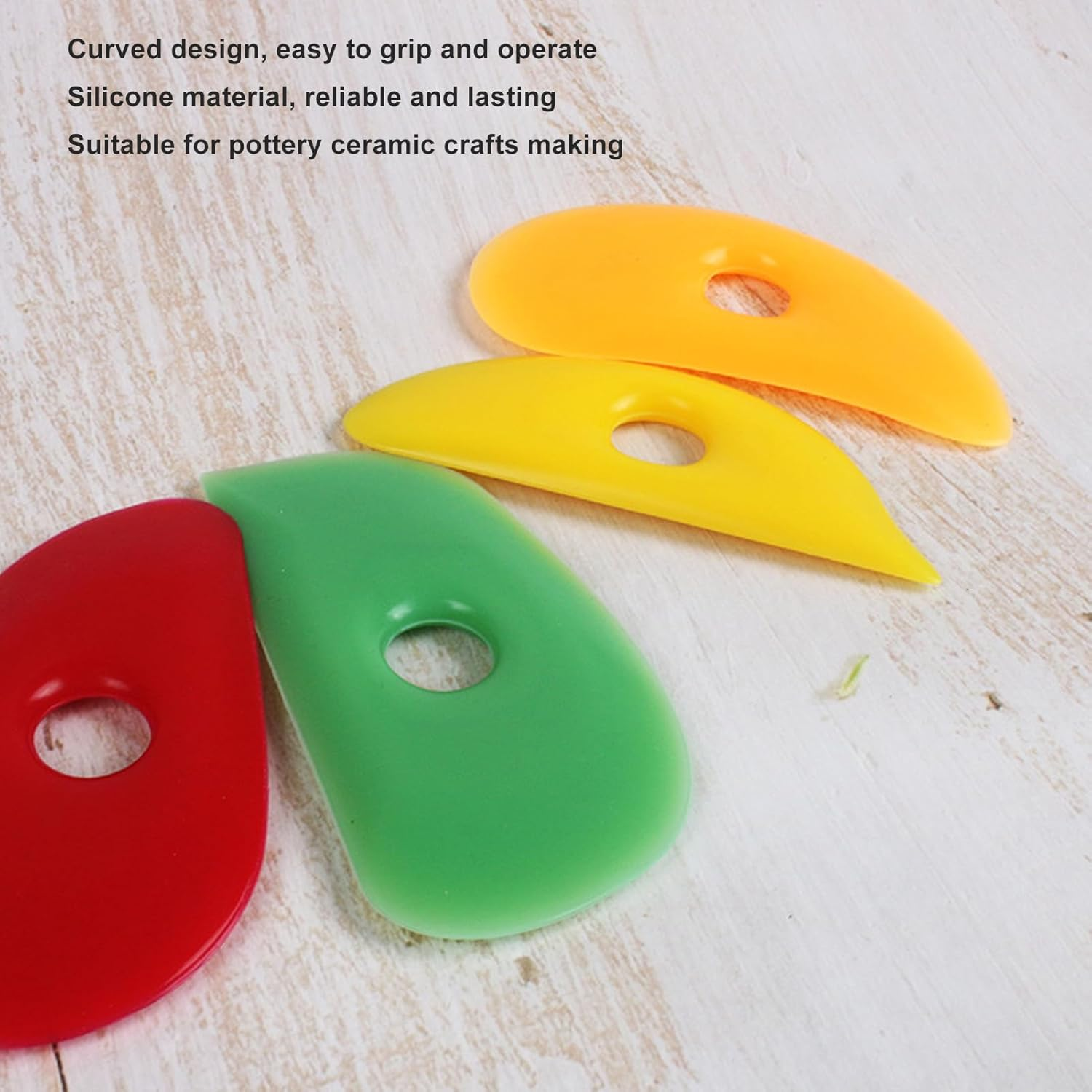 4 Colors Silicone Rib, Compact Size Lightweight Clay Shaping Tools Soft Rib for Pottery Ceramic Crafting Suitable for Sculpting Smoothing Shaping