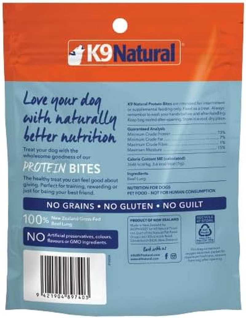 K9 Natural Grain-Free Air Dried Dog Treat Protein Bites (Beef Lung, 60G) image number 6