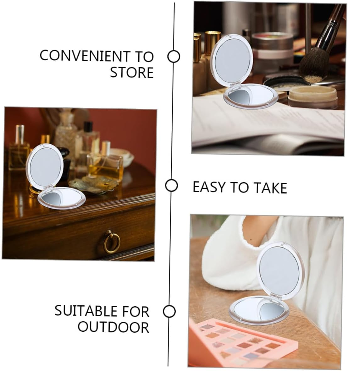 Minkissy Folding Compact Mirror Travel-Sized Makeup Magnifying Mirror 7X Magnification for Women Makeup Touch-Ups image number 6