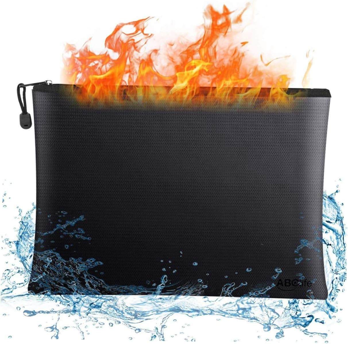 OSALADI Fireproof Money Bag Waterproof Document Holder with Zipper for Safe Storage of Important Documents, Cash, and Valuables image number 1