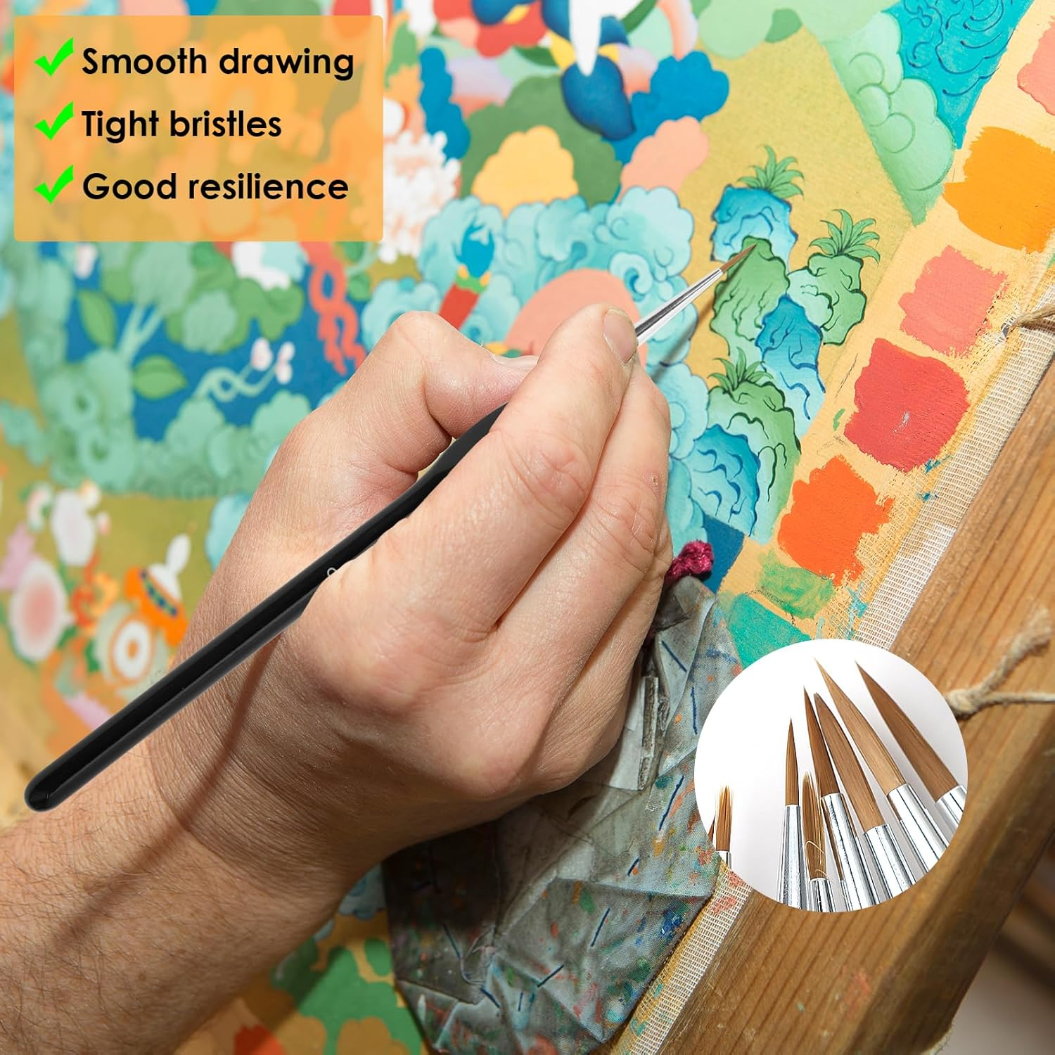 11 Pcs Detail Paint Brush Set - Professional Fine Tip Miniature Brushes for Acrylic, Watercolor & Oil Painting - Perfect for Model Kits, Nail Art & Rock Painting (Black)