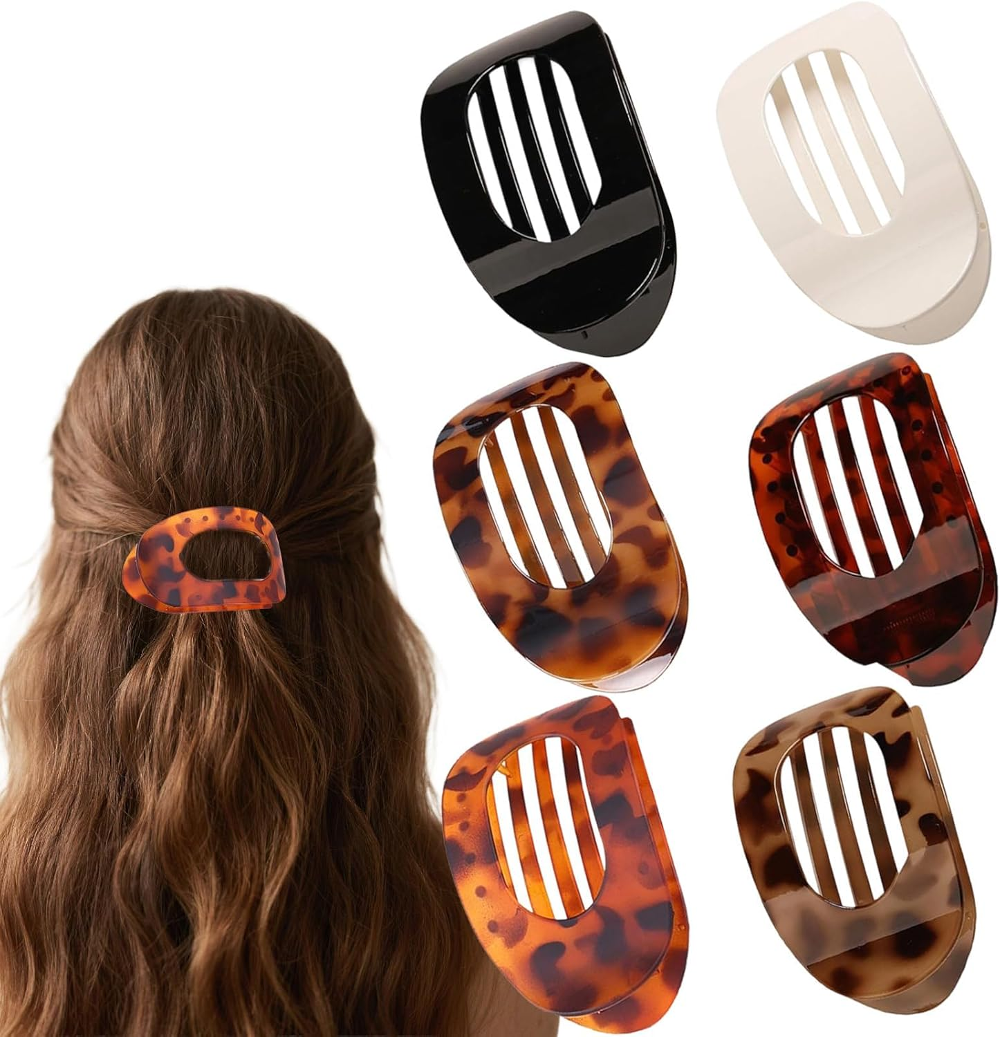 Moerstar Pack of 6 Women'S Hair Clips, Large Simple Elegant Non-Slip Flat Claw Clip Strong Hold Hair Clips for Thick Thin Fine Hair Women Girls (Style 1) image number 5