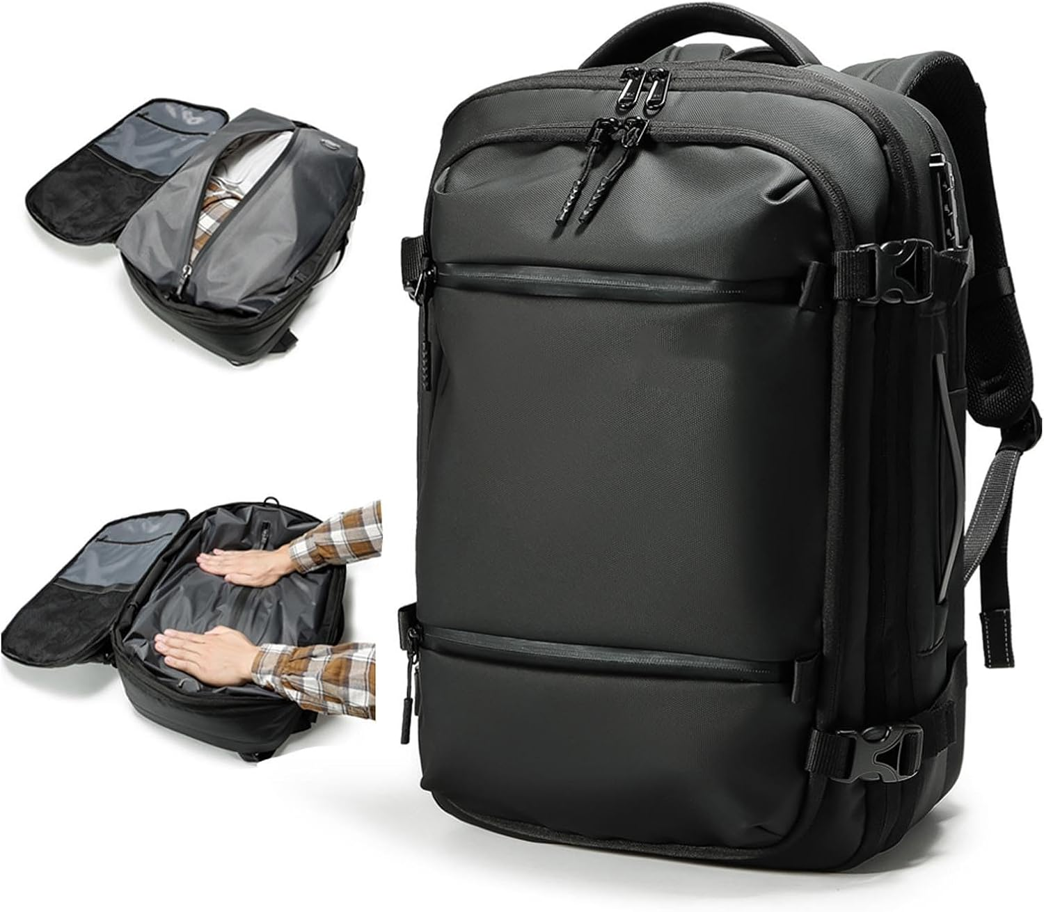 Jectse Expandable Vacuum Backpack Compression Bag with Theft Resist Locking System for Travelers and Campers image number 5