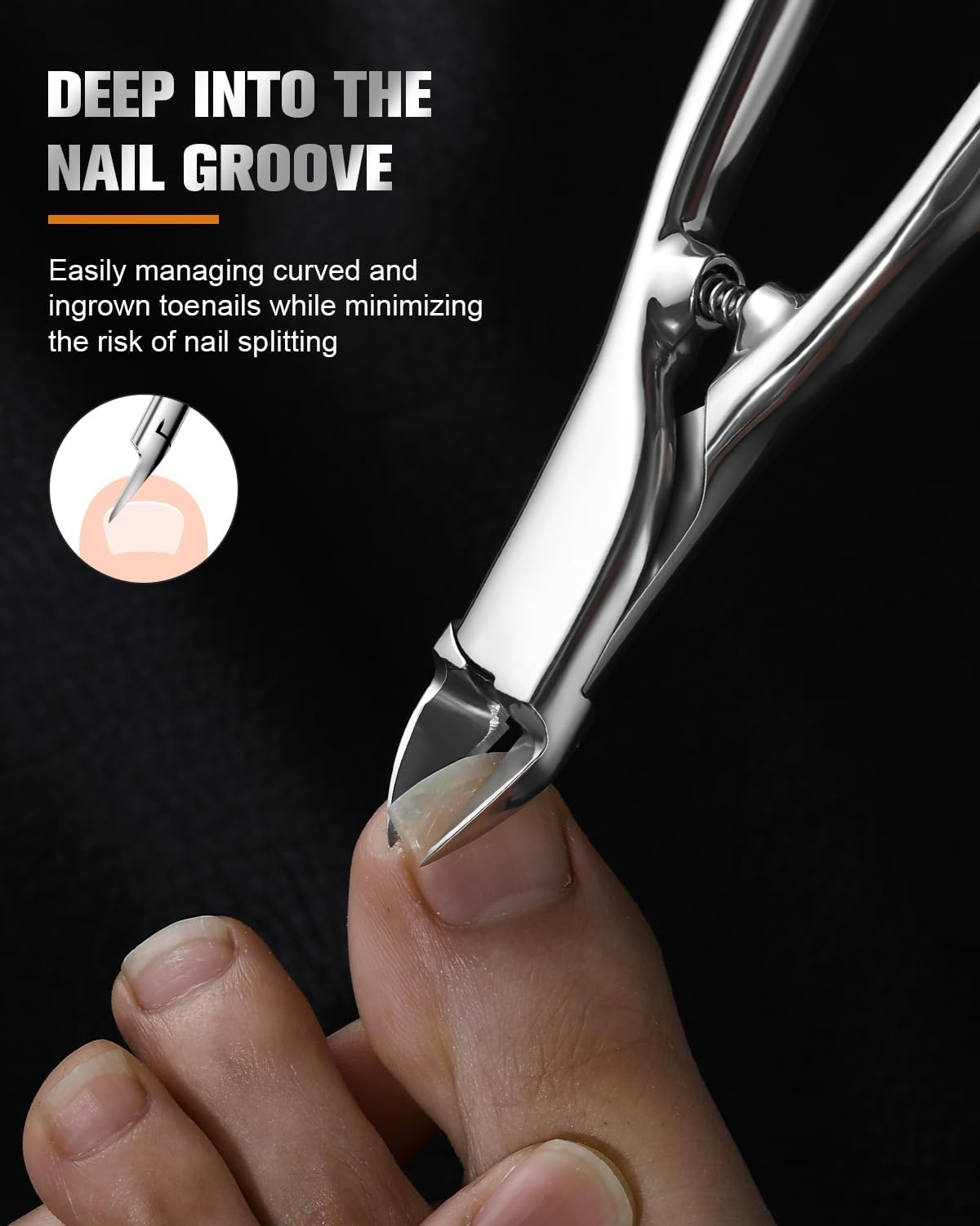 FERYES Podiatrist Straight Blade Toenail Clippers for Seniors - 4.4Inch Stainless Steel Long Handle Toe Nail Clippers, Precision Trimming for Thick & Ingrown Nails image number 5