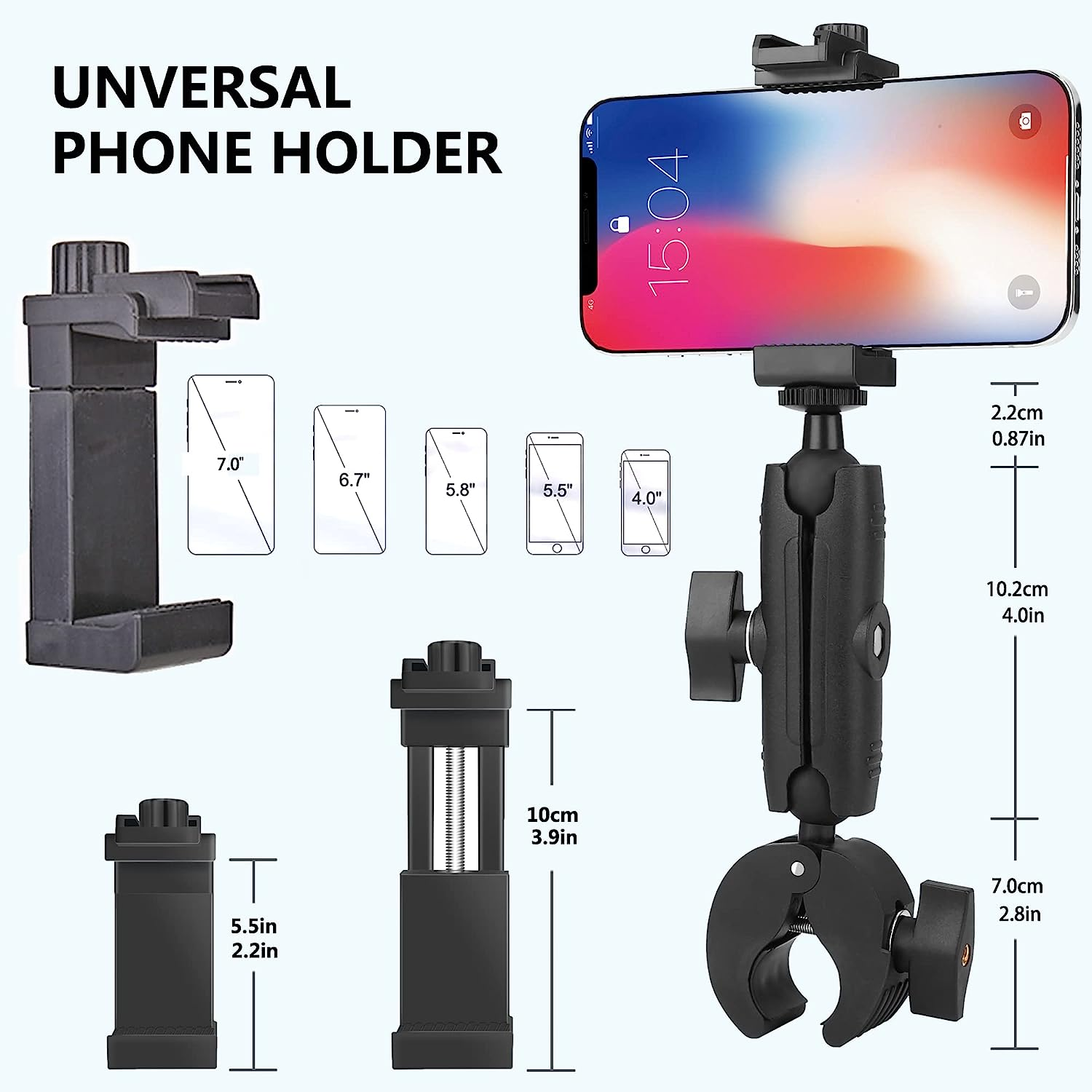 Music Boom Microphone Mic Stand Phone Holder Mount with Long Arm and Super Clamp 360&deg; Rotation for Phone 14 13 12 11 MAX Pro Samsung Galaxy S22 S21 Google Pixel, 3.5 to 7" Smartphone image number 2