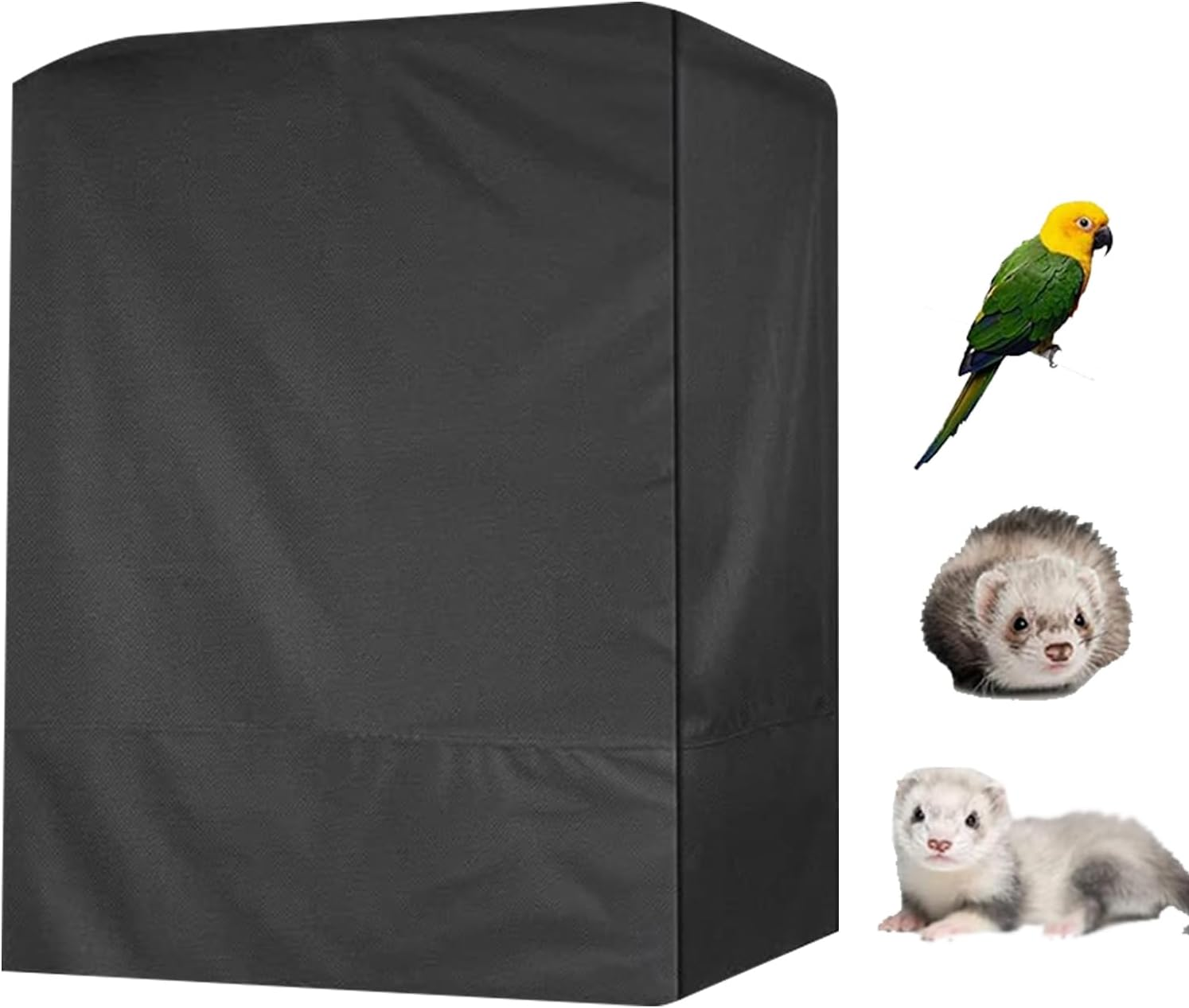 Good Night Bird Cage Cover, Large Parrot Cage Blackout Cover with Hoopss and Loops, Adjustable Sun Protection Breathable Waterproof Oxford Cloth Pet Cages Covers, Washable for Outdoor Indoor image number 5