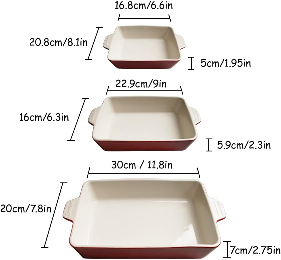Sweejar Home Ceramic Casserole Dishes Rectangular Casserole Dish Lasagna Pans for Cooking, Kitchen, Cake Dinner, Banquet and Daily Use, 30 X 20 X 7 Cm image number 4