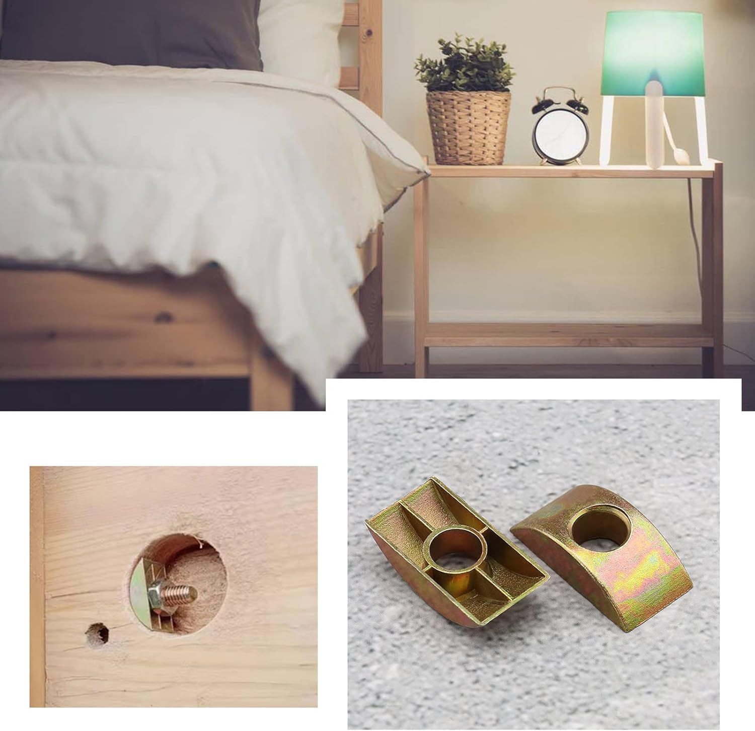 Emsea 40PCS Half Moon Nuts Furniture Connector Nuts Spacer Washer for Connect Furniture Bed Frame Wardrobe Cabinet Table Bunk Bed 8Mm Hole Diameter image number 3