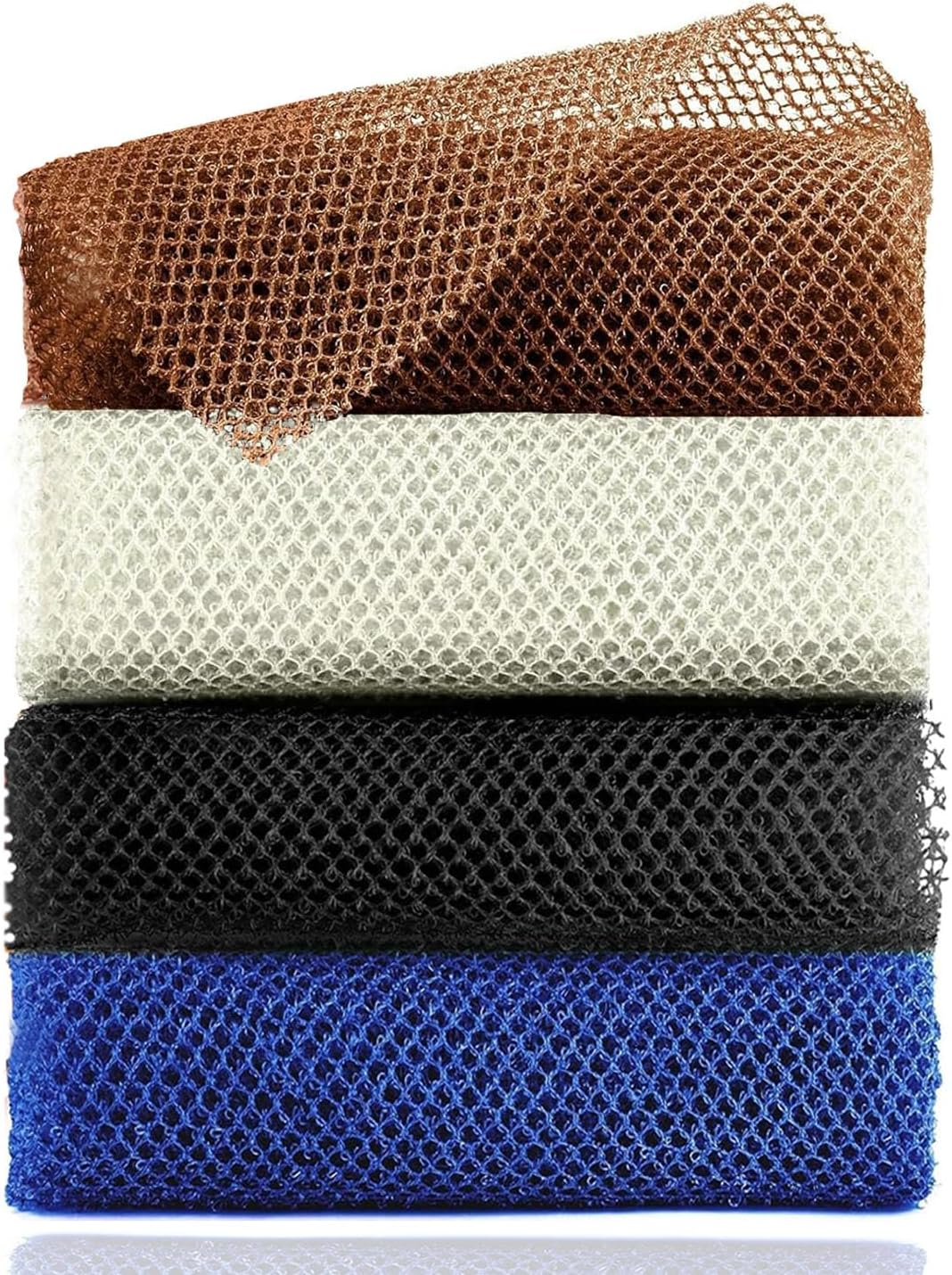 African Exfoliating Net Sponge, 33 Inch Long Bathing Sponge Shower Body Scrubber Net for Back Skin Smoother, Daily Use (Black/Blue/Brown/Yellow/Pink/Purple)