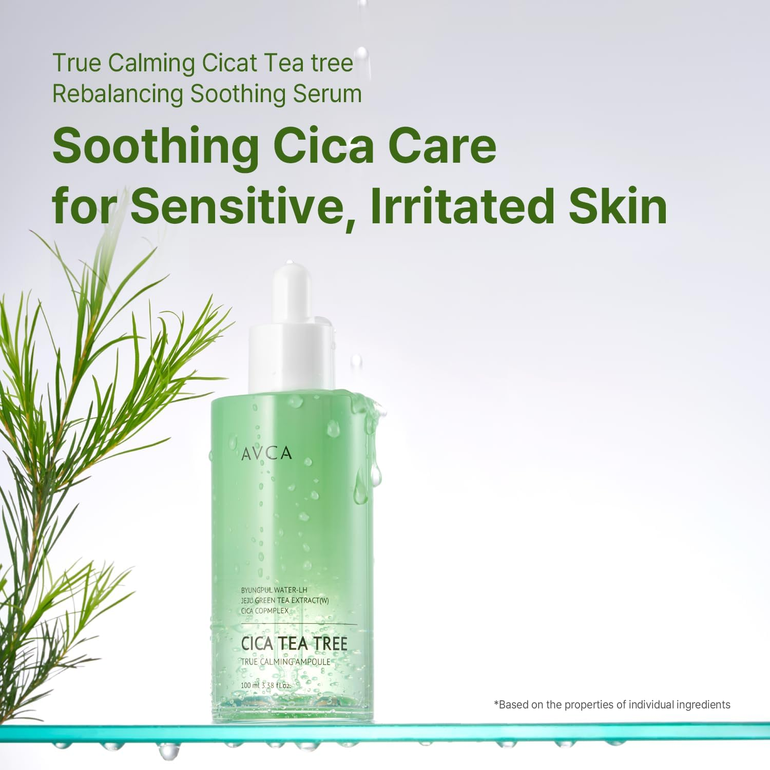 AVCA Cica Tea Tree Calming Serum 100Ml &ndash; Soothing for Redness & Sensitive, Blemish-Prone Skin, Oil Control K-Beauty image number 3