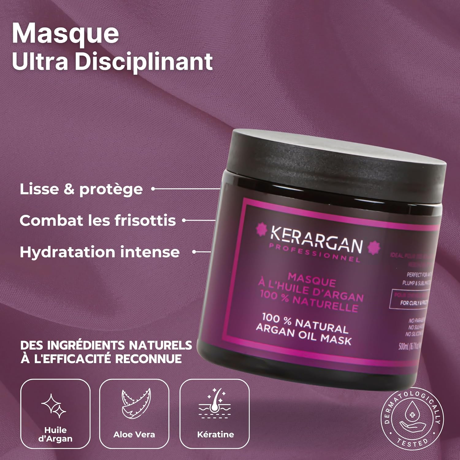 Kerargan - Disciplining Duo Shampoo & Mask with Argan Oil for Untamed, Dry & Curly Hair - Fights Frizz & Detangles - No Sulphates, GMO, Silicone, Mineral Oil - 2 X 500 Ml