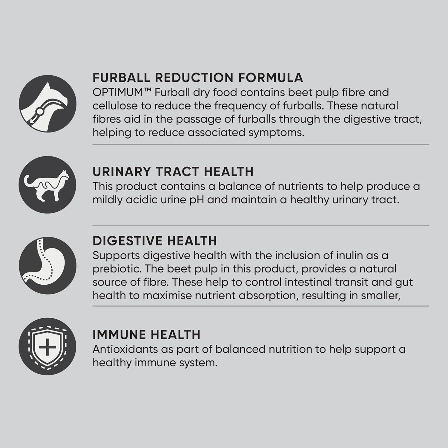 Optimum Adult Furball Control Chicken Dry Cat Food, 1.4 Kg (Pack of 4) image number 1