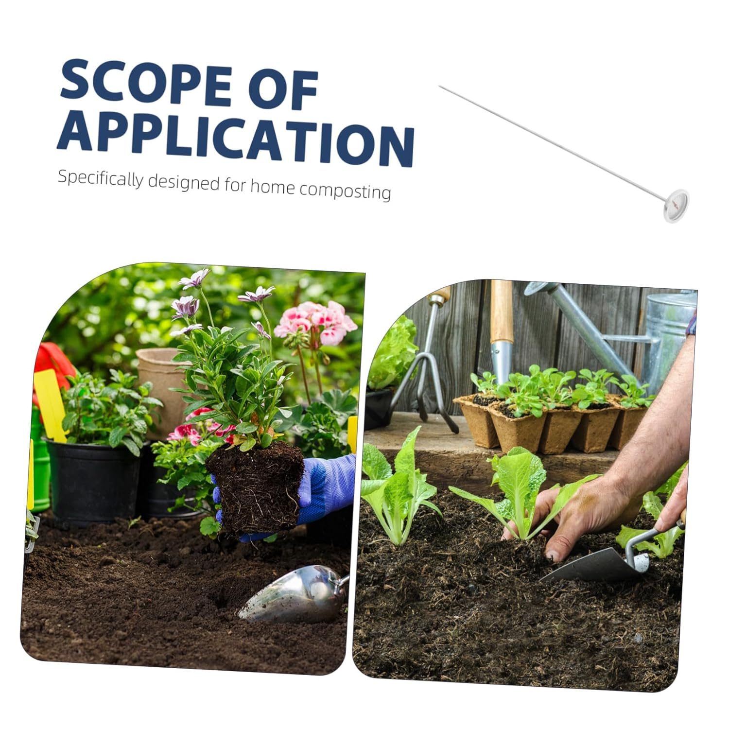 Ibasenice Portable Stainless Steel Compost Soil Thermometer with Probe for Outdoor Gardening Accurate Temperature Tool for Home Composting and Lawn Soil Monitoring image number 1